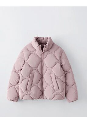 Zara rubberized Puffer Jacket in Pale Mauve
